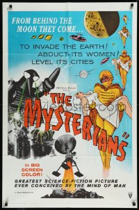 1f1115 MYSTERIANS 1sh 1959 they're abducting Earth's women & leveling its cities, RKO printing!