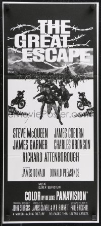 1f1708 GREAT ESCAPE New Zealand daybill R1970s McQueen, John Sturges classic WWII prison break!