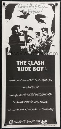 1f1711 RUDE BOY Australian daybill 1980 really cool art of The Clash, grab the future by its face!