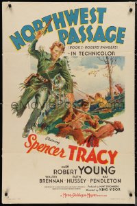 1f1120 NORTHWEST PASSAGE style C 1sh 1940 art of Spencer Tracy & Robert Young, King Vidor!