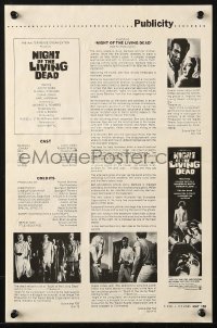 1f1888 NIGHT OF THE LIVING DEAD 2pg pressbook 1968 George Romero classic, they lust for human flesh!