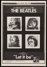 1f1627 LET IT BE Australian press sheet 1970 The Beatles, John, Paul, Ringo & George!