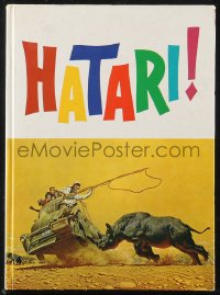 1f1932 HATARI hardcover souvenir program book 1962 Howard Hawks, John Wayne in Africa, McCarthy art!