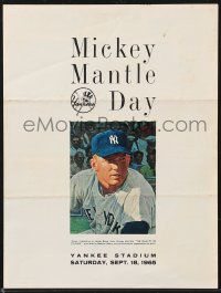 1f0088 MICKEY MANTLE program Sept 18, 1965 Mickey Mantle Day at Yankee Standium, James Bama art!