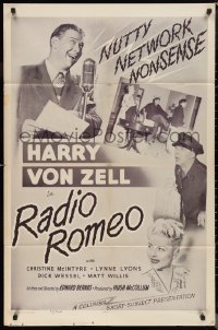 1f1141 RADIO ROMEO 1sh 1947 Columbia musical short, Harry von Zell, nutty network nonsense, ultra rare!