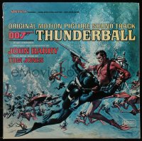 1f1262 THUNDERBALL 33 1/3 RPM soundtrack record 1965 McCarthy art of Connery as Bond, movie music!