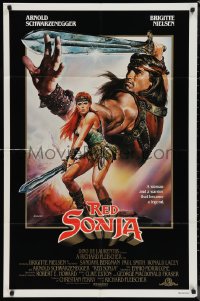 1f1146 RED SONJA 1sh 1985 Casaro fantasy art of Brigitte Nielsen & Schwarzenegger!