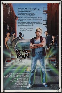 1f1148 REPO MAN 1sh 1984 Emilio Estevez & Harry Dean Stanton take cars from deadbeats who don't pay!