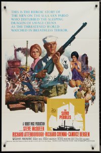 1f1158 SAND PEBBLES 1sh 1967 art of Navy sailor McQueen & Candice Bergen by Howard Terpning!