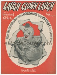 1f0139 LAUGH CLOWN LAUGH sheet music 1928 great image of Lon Chaney in clown makeup, the title song!