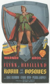 1f0339 ADVENTURES OF ROBIN HOOD die-cut Spanish herald 1948 best art of Errol Flynn as Robin Hood!