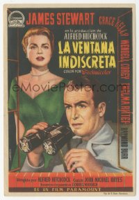 1f0372 REAR WINDOW Spanish herald 1955 Hitchcock, art of Jimmy Stewart & Grace Kelly by Albericio!