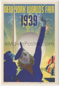 1f2185 1939 NEW YORK WORLD'S FAIR 7x11 special poster 1939 Staehle Trylon & Perisphere art, rare!