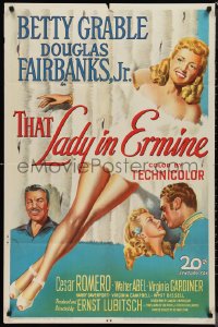 1f1203 THAT LADY IN ERMINE 1sh 1948 Betty Grable naked except for title coat & Douglas Fairbanks Jr.!