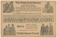 1f0282 GREEN EYED MONSTER herald 1919 stupendous all-star negro motion picture, train adventure!