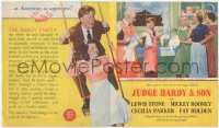 1f0283 JUDGE HARDY & SON herald 1939 Mickey Rooney as Andy Hardy, Lewis Stone, Parker, Holden!