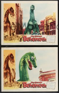 1f0764 GIANT BEHEMOTH 8 LCs 1959 massive dinosaur monster smashing city, great complete set!