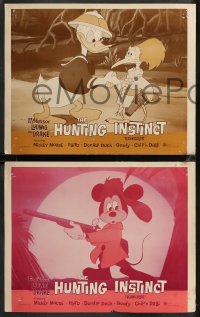 1f0821 HUNTING INSTINCT 5 LCs 1965 Disney, great images of Mickey, Chip & Dale, Goofy & Donald!