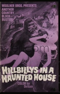 1f1874 HILLBILLYS IN A HAUNTED HOUSE pressbook 1967 country music, art of wacky ape & sexy girl!