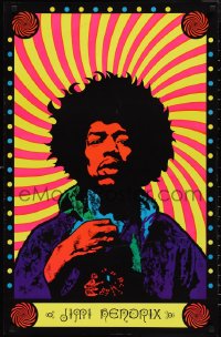 1g0280 JIMI HENDRIX 22x34 commercial poster 1970s great psychedelic art of guitarist!