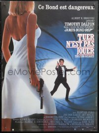 1g0846 LIVING DAYLIGHTS French 15x20 1987 Tim Dalton as James Bond & sexy Maryam d'Abo w/gun!