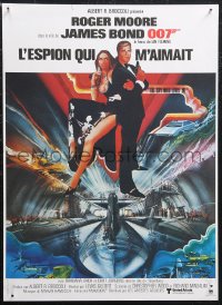 1g0861 SPY WHO LOVED ME French 16x21 R1984 art of Roger Moore as James Bond by Bob Peak!