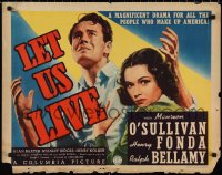 1g0909 LET US LIVE style A 1/2sh 1939 striking art of Henry Fonda & Maureen O'Sullivan, ultra-rare!