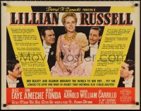 1g0911 LILLIAN RUSSELL style A 1/2sh 1940 Alice Faye w/ by Ameche, Fonda, Arnold & William, rare!