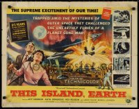 1g0944 THIS ISLAND EARTH style A 1/2sh 1955 sci-fi classic, Reynold Brown art with aliens!