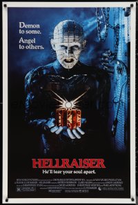 1g1225 HELLRAISER 1sh 1987 Clive Barker horror, great image of Pinhead, he'll tear your soul apart!