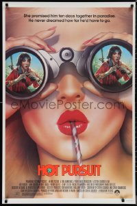 1g1231 HOT PURSUIT 1sh 1987 Struzan art of woman girl looking at John Cusack through binoculars!