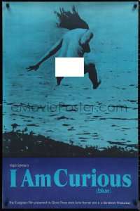 1g1237 I AM CURIOUS BLUE 1sh 1970 Swedish sex classic, great naked skinny dipping image!