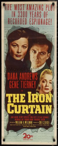 1g1003 IRON CURTAIN insert 1948 close portraits of Dana Andrews, sexy Gene Tierney & June Havoc!