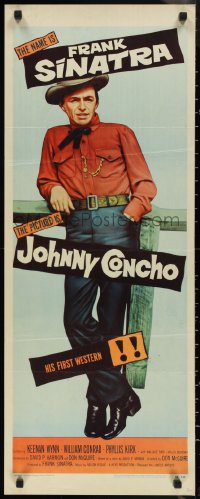 1g1006 JOHNNY CONCHO insert 1956 great full-length image cowboy Frank Sinatra in his first western!