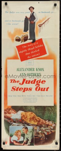 1g1008 JUDGE STEPS OUT insert 1948 romantic artwork of pretty Ann Sothern & Alexander Knox!