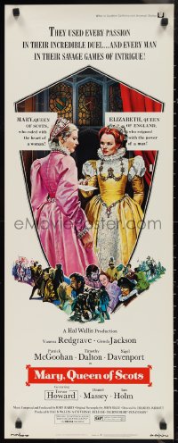 1g1021 MARY QUEEN OF SCOTS insert 1972 art of Vanessa Redgrave & Glenda Jackson