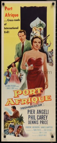 1g1037 PORT AFRIQUE insert 1956 art of super sexy Pier Angeli caught in the Casbah with gun!