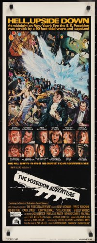 1g1038 POSEIDON ADVENTURE insert 1972 art of Gene Hackman & Stella Stevens escaping by Kunstler!