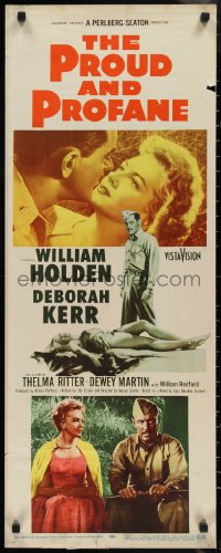 1g1039 PROUD & PROFANE insert 1956 romantic close up of William Holden & Deborah Kerr and more!