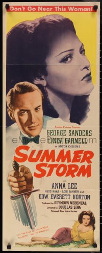 1g1056 SUMMER STORM insert 1944 Anton Chekhov, art of super sexy Linda Darnell & George Sanders!