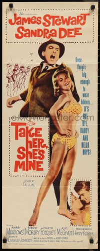 1g1057 TAKE HER, SHE'S MINE insert 1963 full-length Jimmy Stewart & sexy Sandra Dee in bikini!