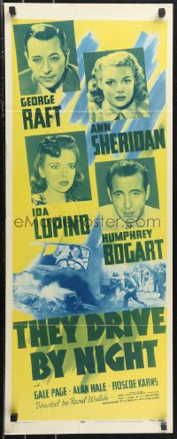 1g1059 THEY DRIVE BY NIGHT insert R1956 Humphrey Bogart, George Raft, Ann Sheridan, Ida Lupino