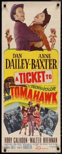 1g1062 TICKET TO TOMAHAWK insert 1950 great images of wacky Dan Dailey & pretty cowgirl Ann Baxter!