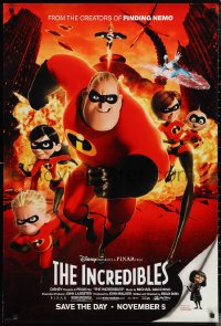 1g1238 INCREDIBLES advance DS 1sh 2004 Disney/Pixar sci-fi superhero family in action!