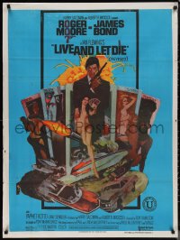 1g0499 LIVE & LET DIE Indian 1973 Robert McGinnis art of Roger Moore as James Bond!