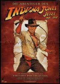 1g0309 INDIANA JONES 24x33 German video poster 2003 Indiana Jones Trilogy, art of adventurer w/whip!