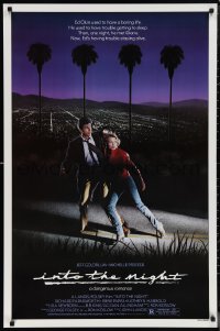 1g1244 INTO THE NIGHT 1sh 1985 cool image of Jeff Goldblum & Michelle Pfeiffer on the run!