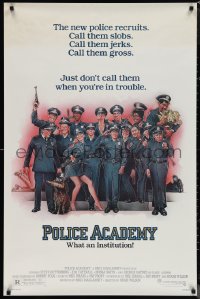 1g1353 POLICE ACADEMY 1sh 1984 Steve Guttenberg, Kim Cattrall, Drew Struzan police artwork!