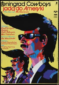 1g0561 LENINGRAD COWBOYS GO AMERICA Polish 27x39 1991 great wacky Swierzy artwork of band!