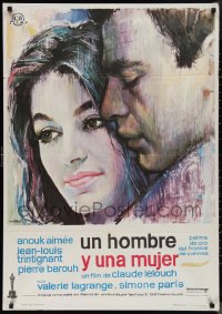 1g0637 MAN & A WOMAN Spanish R1974 Claude Lelouch's Un homme et une femme, Anouk Aimee, Trintignant